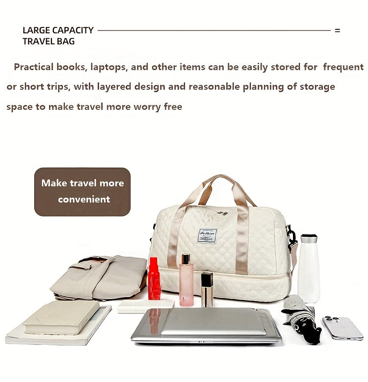 [Luxury Travel Bag] Extra Large Luxury Women's Gym Duffel Travel Bag | Multifunctional with Wet/Dry Separation, Convenient Side Pockets, and Independent Shoe Compartment - Lightweight Maternity Bag Storage Bag for Short Trip