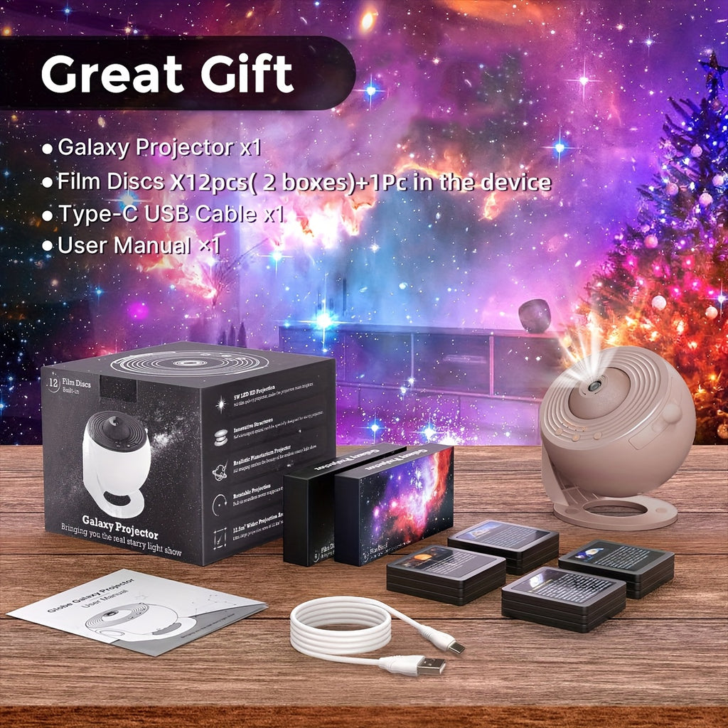 FUCTION 12-in-1 Star and Planetarium Projector - USB-Powered, Modern Space-Themed Night Light with Aurora Effects for Bedroom, Ideal for Youngsters and Adults, Adjustable Display Settings, FUSSIO