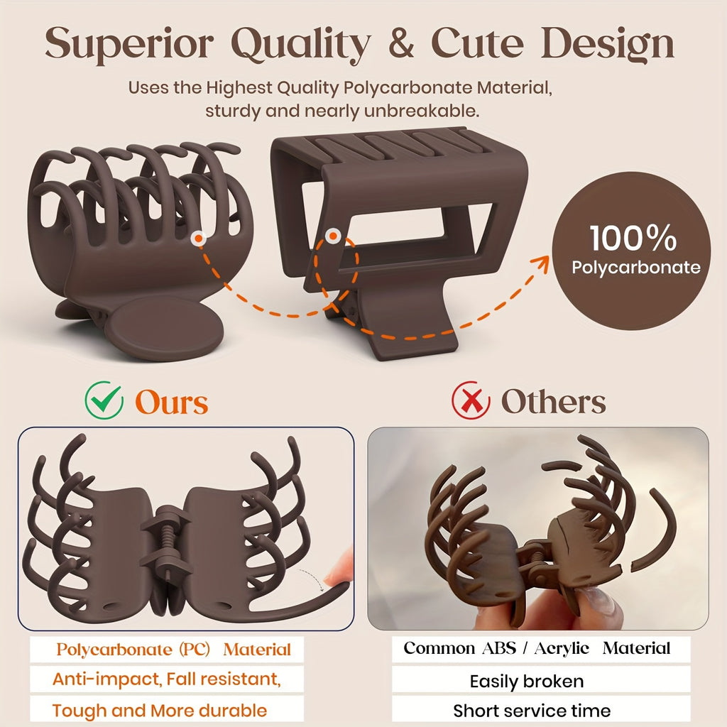 4pcs/8pcs Medium Claw Hair Clips for Women, Matte 1.6 Inch Rectangle Double Row Teeth Hair Claw Clips for Thin/Medium Fine Hair, Non Slip Jaw Clips, Formal Hairstyles, Wedding Hair Clips, Matte Finish, Smooth Grip, Durable Cl