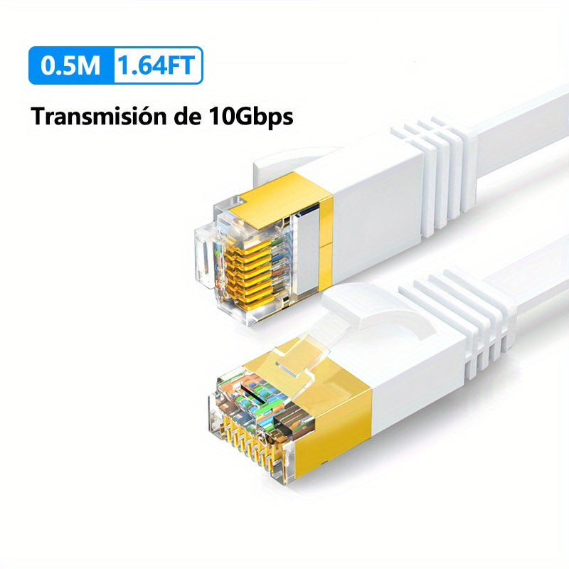 Cat 7 Ethernet Cable High Speed, Shielded Flat Internet Cable With Clips.