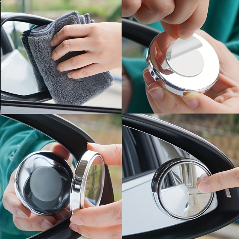 [High-definition | 360-degree] 2pcs High-definition 360-degree Adjustable Car Rearview Mirror | Round Mirror Blind Spot Mirror Wide-angle Mirror | Increase Child's Safety In The Car
