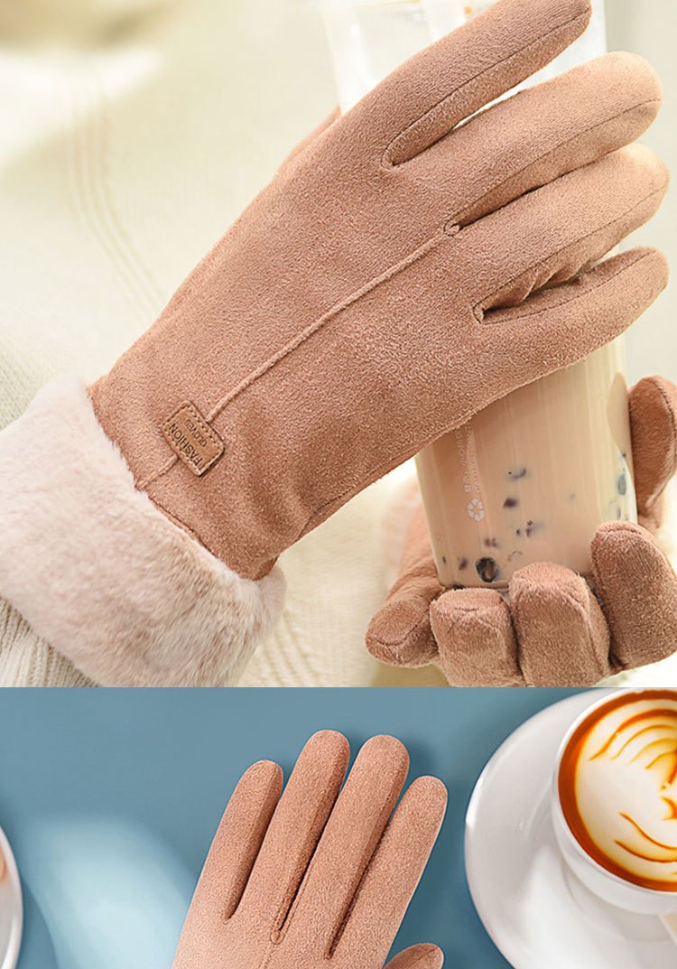 [Women's Winter Gloves] Cozy Touchscreen-Compatible Winter Gloves for Women - Plush, Thickened Five-Finger Design for Warmth and Comfort During Outdoor Activities, Students, Riding