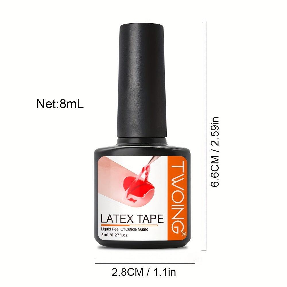 8ml Liquid Latex For Nails, Fast Drying Liquid Latex Nail Polish Barrier Peel Off Latex Tape, Nail Polish Skin Protector Cuticle Guard For Fingers Nail Painting For Various Nail Art, Without acetone