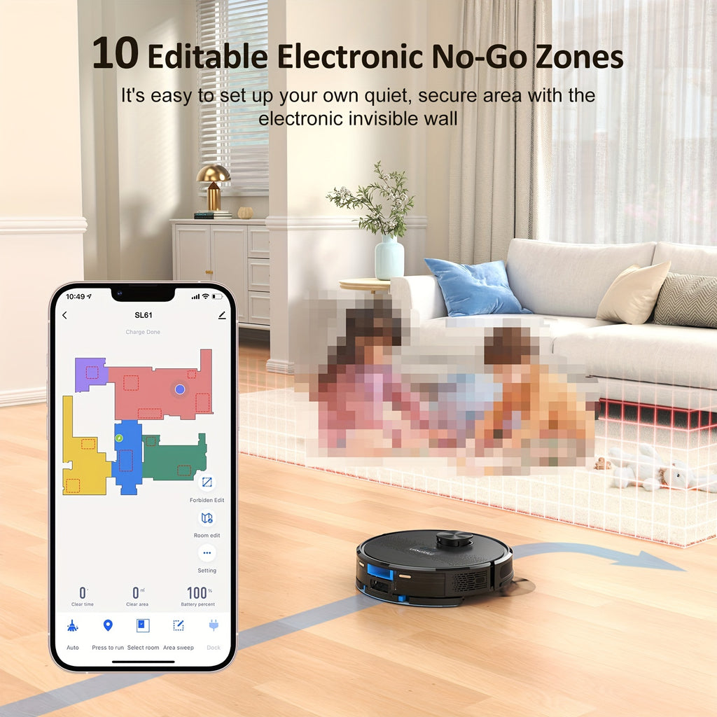 Robot Vacuum Cleaner And Mop Combo 4000Pa, Lubluelu SL61D Robotic Vacuum, 150Mins Max, 55dB, 10 No-Go Zones For Pet Hair Carpets Floor