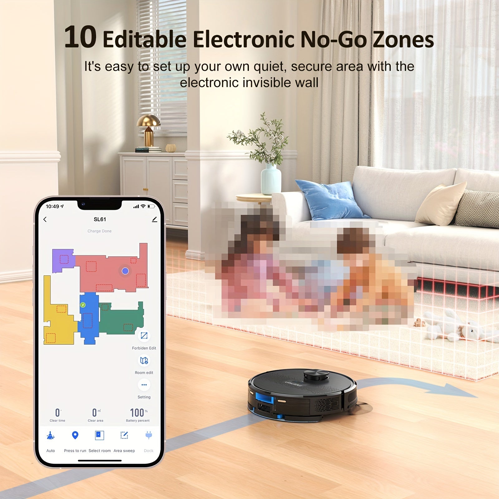 Robot Vacuum Cleaner And Mop Combo 4000Pa, Lubluelu SL61D Robotic Vacuum, 150Mins Max, 55dB, 10 No-Go Zones For Pet Hair Carpets Floor