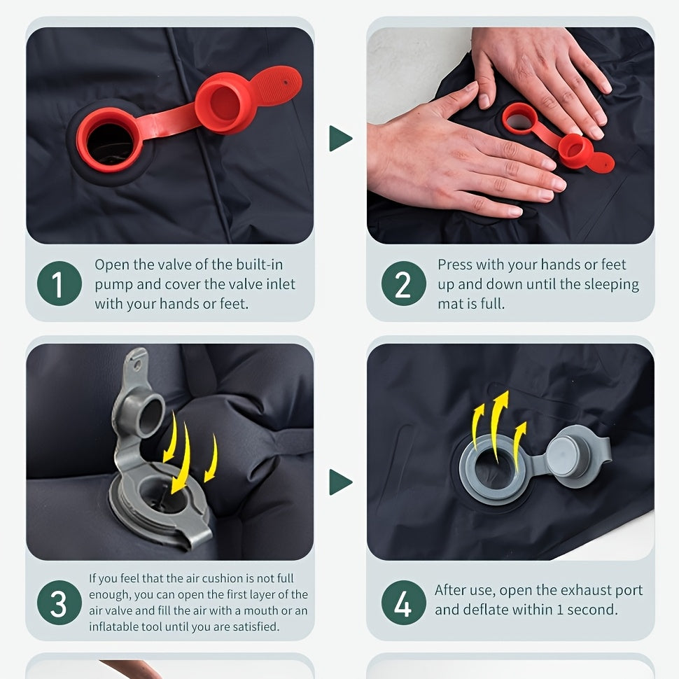 WESTTUNE Ultralight Air Cushion Sleeping Pad - Rectangular, Nylon, Foldable Camping Mattress with Built-in Air Pump, Ideal for Hiking and Outdoor Adventures, Camping Gear | Foldable Sleeping Pad | Durable Sleeping Pad