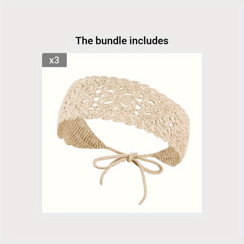 Women Crochet Headbands Boho Knitted Floral Elastic Hairband Vintage Head Wrap Hair Accessories