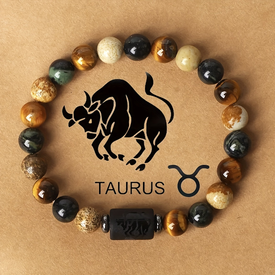 1pc Zodiac Astrology Natural Stone Beaded Bracelet, Fashionable 12 Constellation Designs, Personalized Zodiac Sign Jewelry, Ideal Birthday or Valentine'S Day Gift, 7.48inch