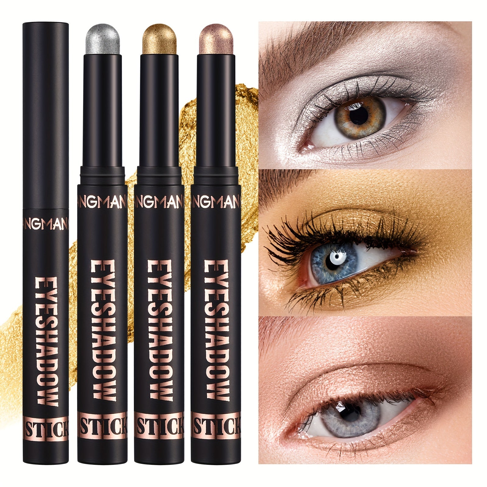8 Colors Long-Lasting Waterproof Eyeshadow Sticks Set - High Pigmented Shimmer, Glitter, and Matte Neutral Brown Shades - Easy to Apply, Blend, and Buildable Crayon Pencil Set for Professional Makeup Look