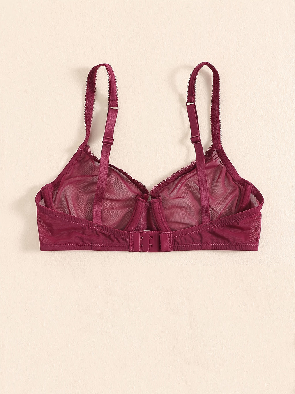 Transparent Mesh Thin Unlined Bra, Breathable Sheer No Pad Knitted Fabric Everyday Intimates Bra, Women's Lingerie & Underwear