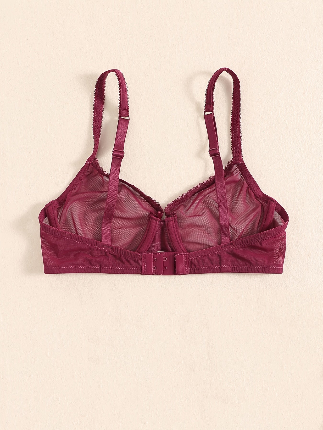 Transparent Mesh Thin Unlined Bra, Breathable Sheer No Pad Knitted Fabric Everyday Intimates Bra, Women's Lingerie & Underwear