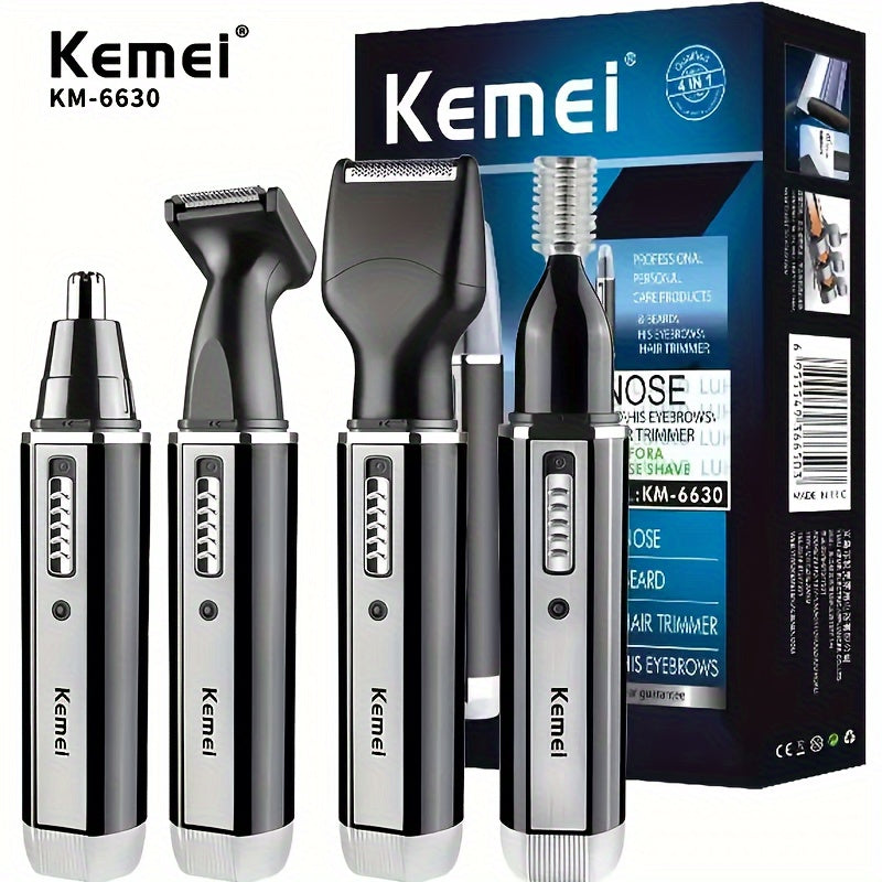 [4-in-1 Professional Grooming Kit] Kemei 4-in-1 Professional Grooming Kit, USB Rechargeable Nose & Ear Hair Trimmer, Beard and Eyebrow Razor, Men'S Personal Care Tools with Nickel Battery, ≤36V Operating Voltage