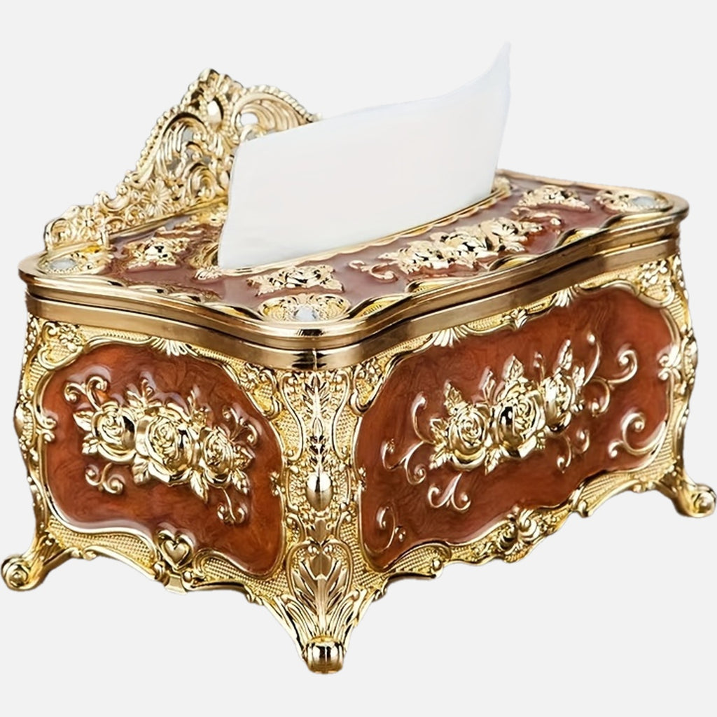 1pc Rose Crown Embossed Tissue Box - Luxurious Elegant Design Tissue Holders, Paper Holder, Napkin Holder - For Home, Living Room, KTV, Hotel, Bar, Club, Toilet, Bath - Perfect Gift for Housewarming & Wedding