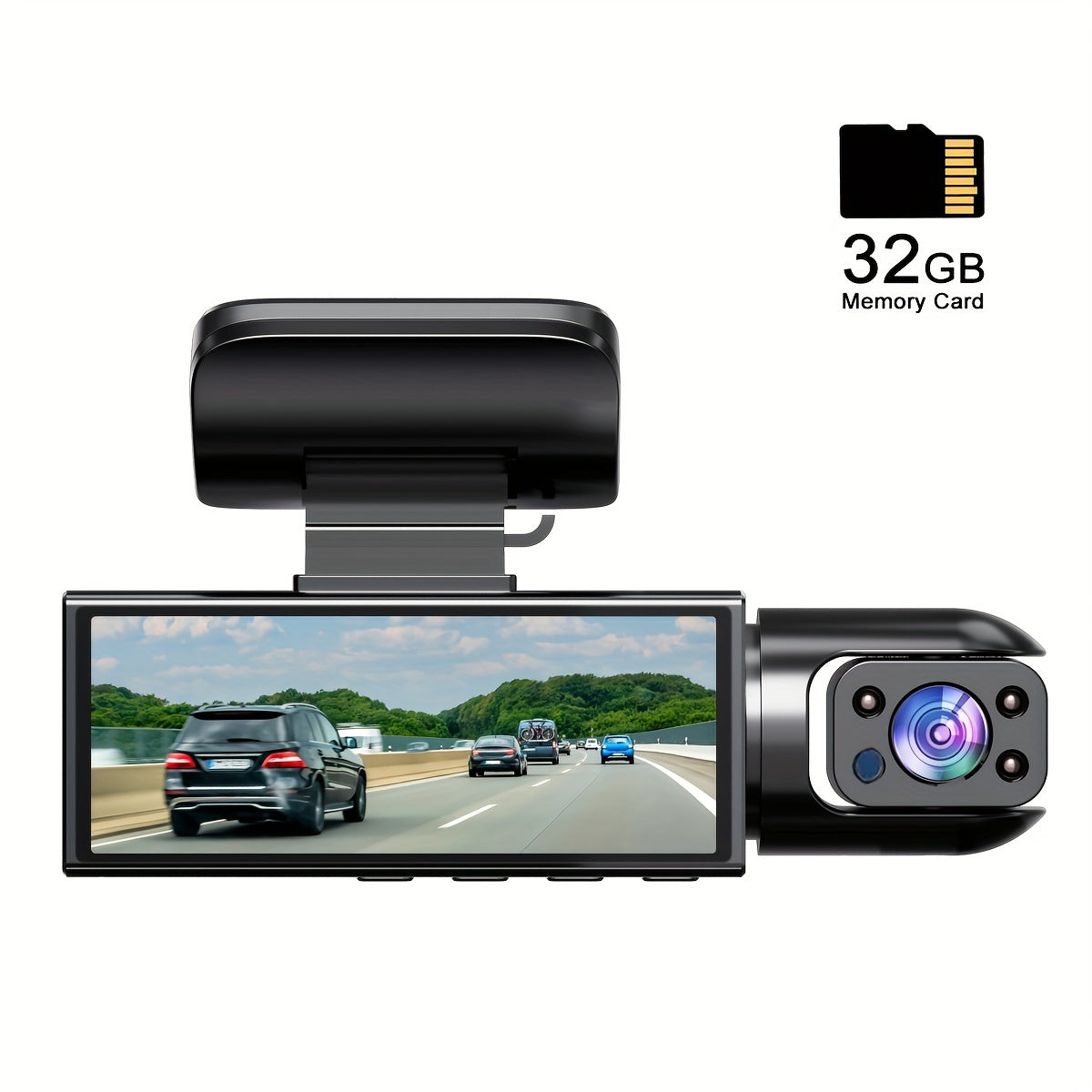 1080P Dual Camera Dash Cam For Cars With IR Night Vision, Loop Recording, And Wide Angle Lens, 8.03cm IPS Screen