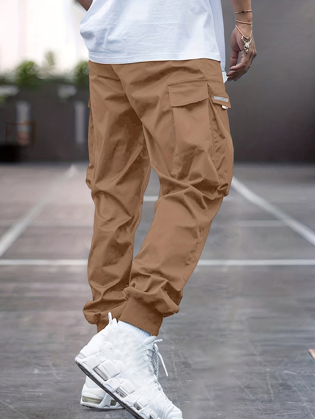 Trendy Men's Casual Cargo Pants With Pocket, Men's Outfits For Spring And Autumn