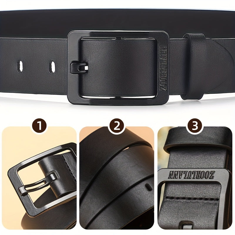 Men's Black PU Leather Belt Casual Jeans Pants Belt For Outdoor Party Holiday, Ideal choice for Gifts