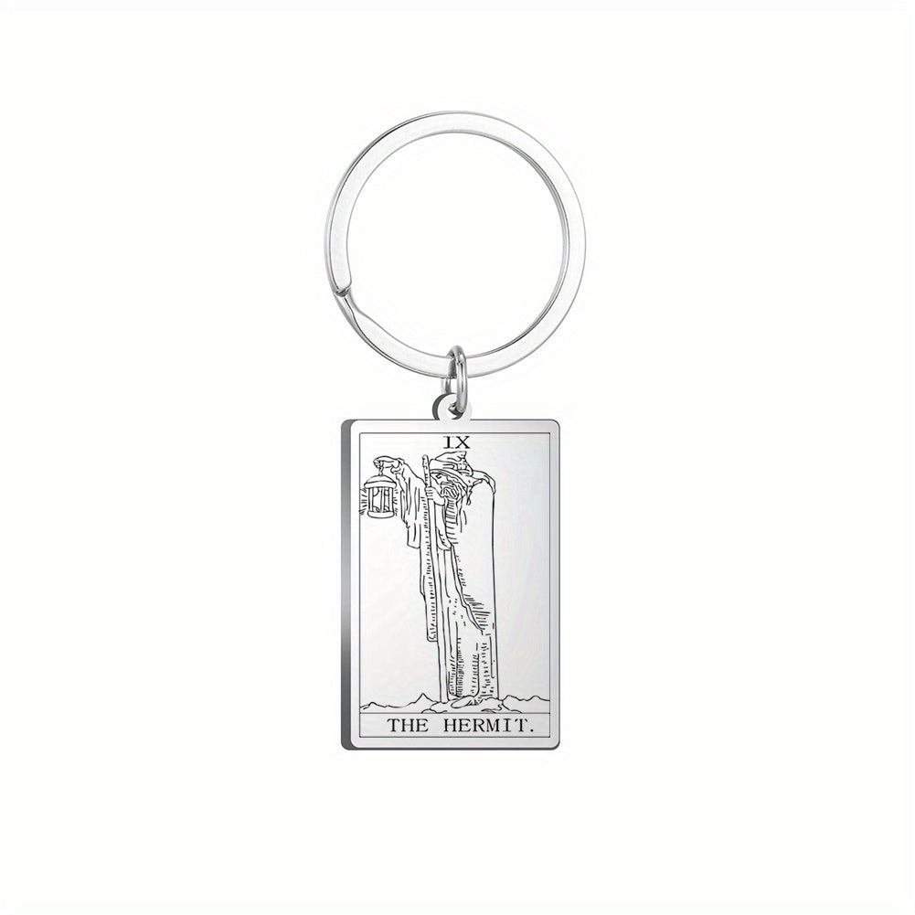 Vintage Stainless Steel Major Arcana Tarot Pendant Keychain - Powerful Divination Tool and Fashion Accessory