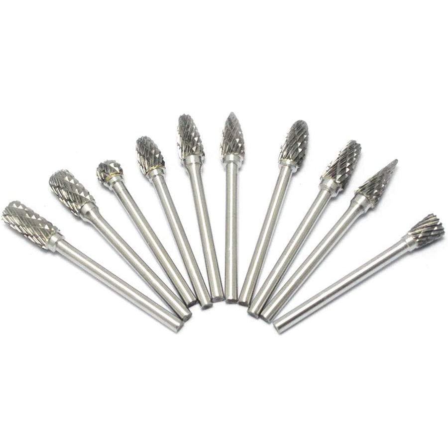10pcs Tungsten Carbide Burr Set, Double Cut Alloy Steel Grinding Heads, Compatible with Dremel Rotary Tools, for Wood, Metal, Stone, Gemstone - Handheld & Welding Use, Assembly Required, Grinding Bits for Steel