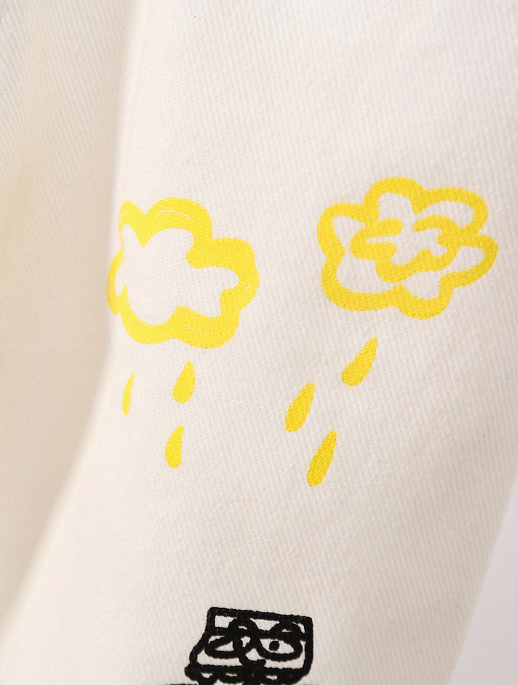 Girls Ripped Tapered Jeans, Cartoon Pattern Elastic Waistband Denim Jeans Kids Clothes