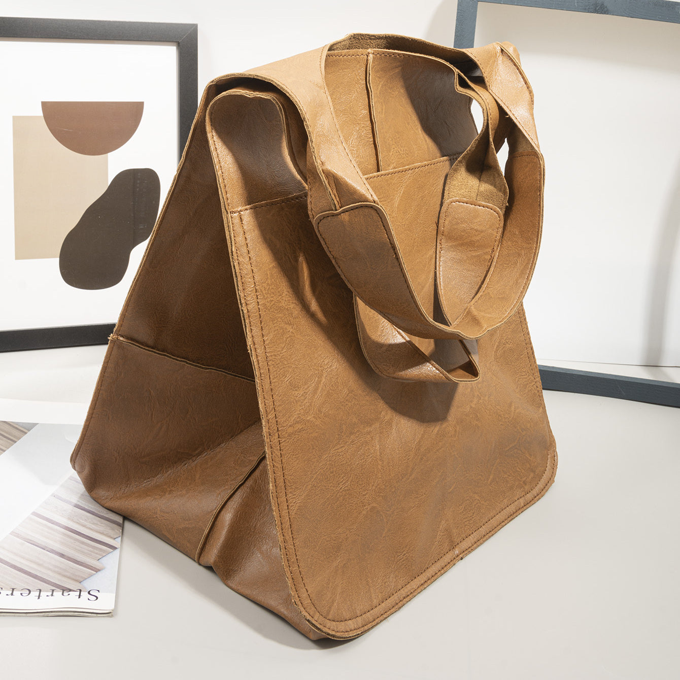 Große, handgefertigte Retro-Strandtasche mit hohem Fassungsvermögen, Reißverschlusstasche mit festen Tragegurten, einfarbige, multifunktionale Handtasche aus Synthetik, ideal als Strandaccessoire | Tasche im Retro-Stil | Robuste Strandtasche