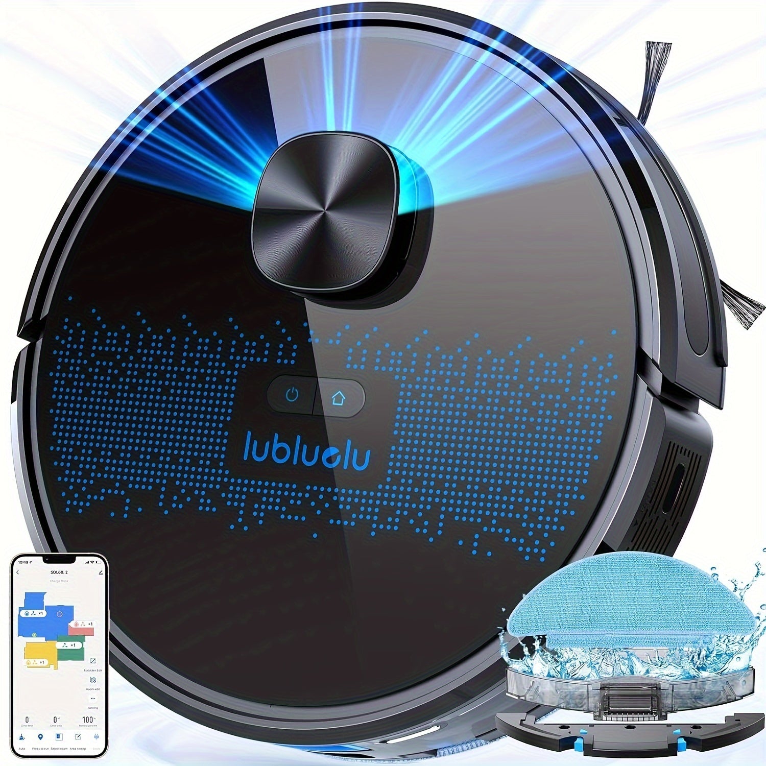 Lubluelu 6500Pa Robotic Vacuum, Robot Vacuum Cleaner And Mop Combo, 180Mins Max, 62dB, 34 No-Go Zones for Pet Hair Carpets Floor - B40/L15Ultra