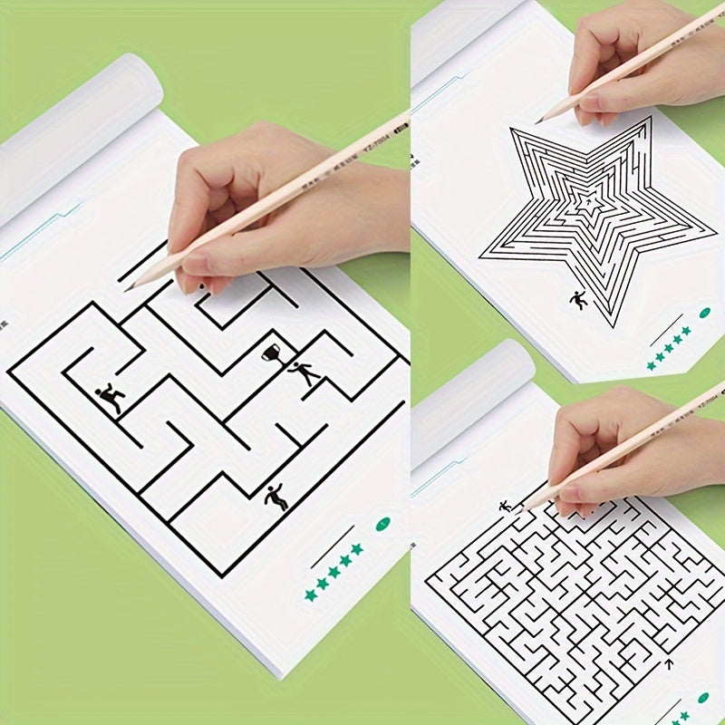 192 Patterns Concentration Maze Training Book, Student Thinking Development Attention Game Puzzle Intelligence Development Toy, Maze Game Book, As Holiday, Halloween, Christmas Gift