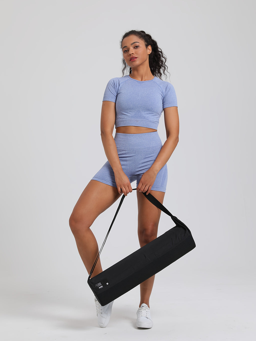 Women'S 2pcs Activewear Set - Seamless Knit Yoga Shorts & High-Waisted Fitness Shorts, Comfortable & Breathable for Gym Training, Spring/Summer/Fall