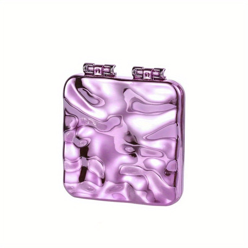 Wavy Pattern Silvery Portable Handheld Makeup Mirror, Vanity Mirror, Beauty Accessory, Nautical Theme, Stylish Design, Compact Mirror, Decorative Mirror, Gift For Her, Makeup Lovers