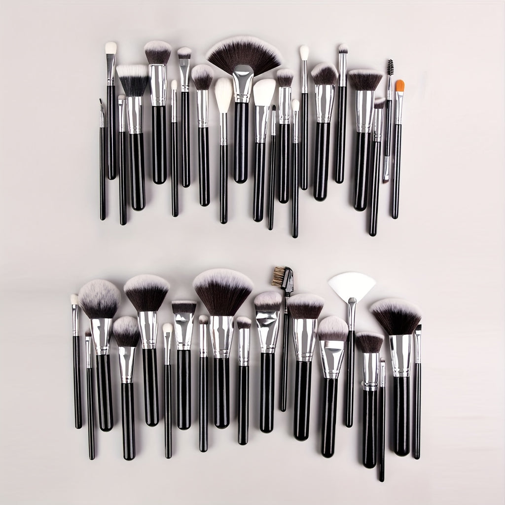 40pcs Complete Function Makeup Brush Kit With Premium Synthetic Bristles & Wooden Handle Perfect For Highlighter Blush Contour Eyeshadow Blending Professional Face Eye Lip Blender Brush Ideal For Makeup Beginner & Artist