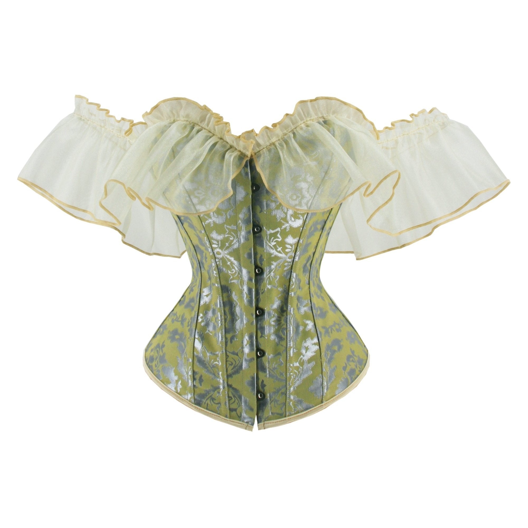 Black Flounce Sleeve Corset Tops, Lace Up Bustier Shapewear Top, Women's Lingerie & Shapewear