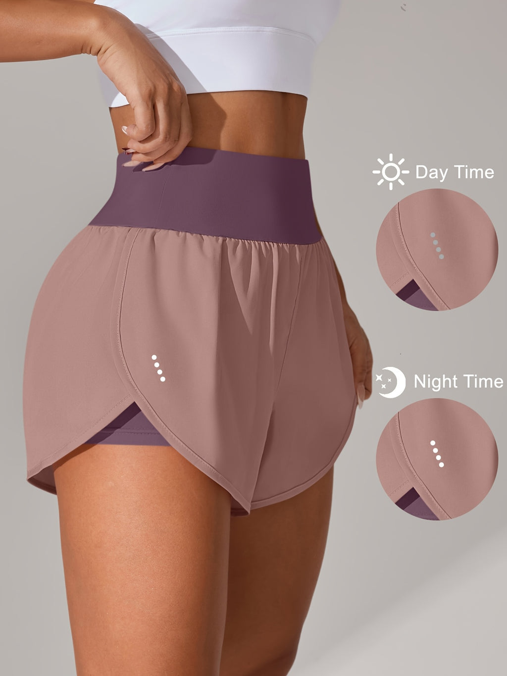 [Yoga Activewear] Women's Light Blue Yoga Shorts - Casual & Loose-Fit, High-Waisted with Ruffle Detail, Stretchy Polyester-Elastane Blend, Machine Washable, Perfect for Spring/Summer/Fall