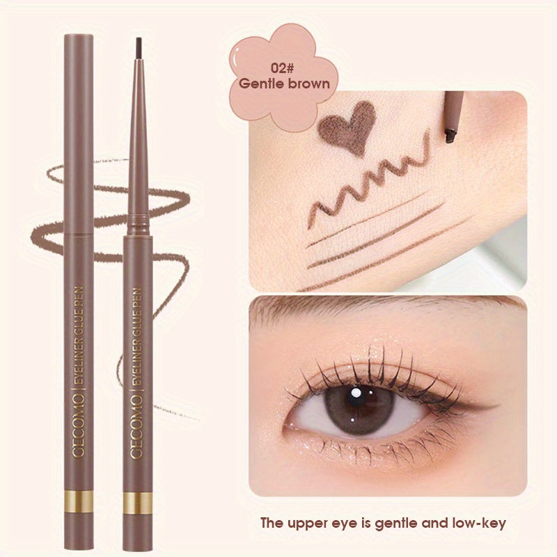 Brown Long-Wearing Fine Tip Eyeliner Pencil - Smooth, Pearly Shiny, Waterproof, Smudge Proof, Transfer-Proof - Easy to Use, Brightening, Under Crease Makeup Stick for a Flawless Look