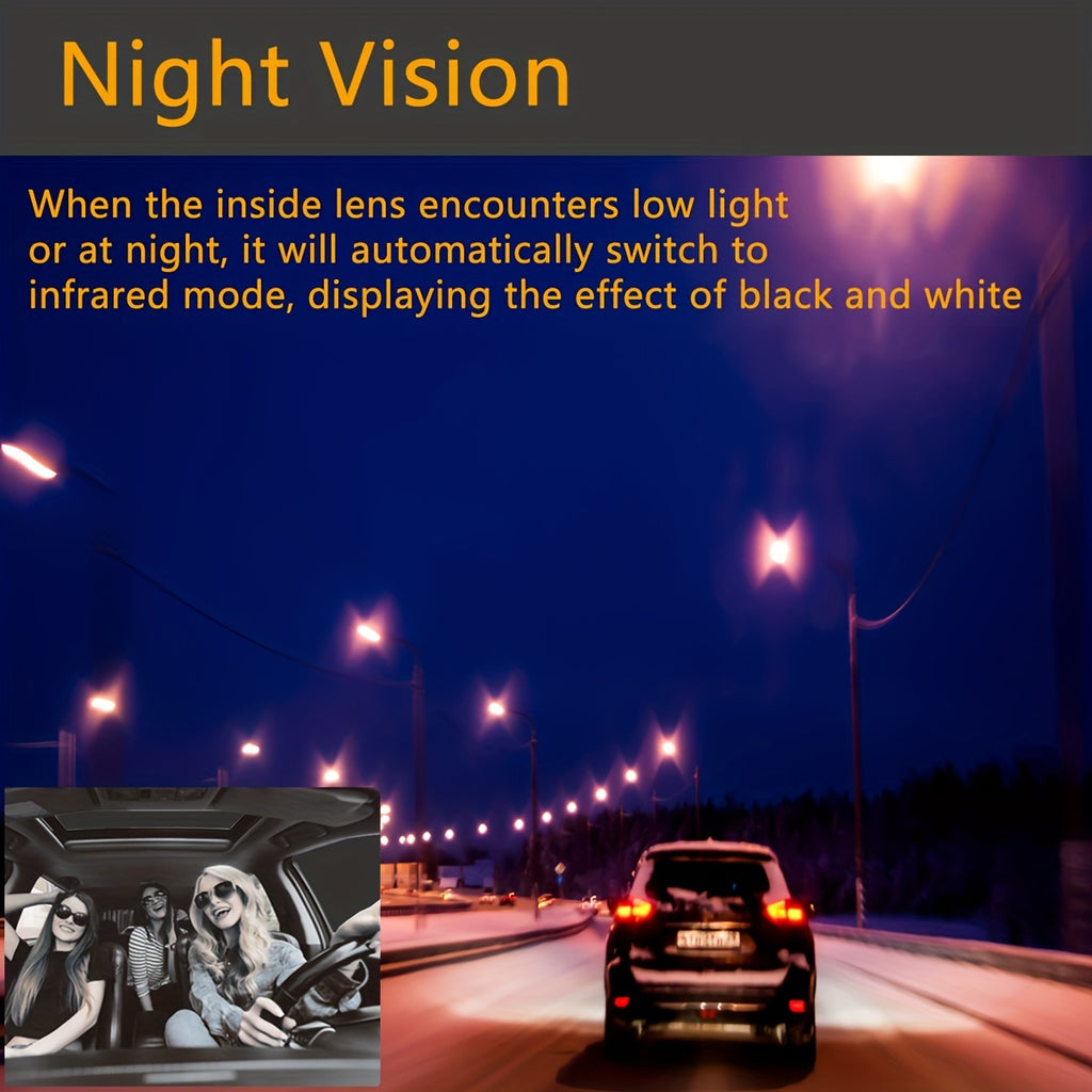 1080P Dual Camera Dash Cam For Cars With IR Night Vision, Loop Recording, And Wide Angle Lens, 8.03cm IPS Screen