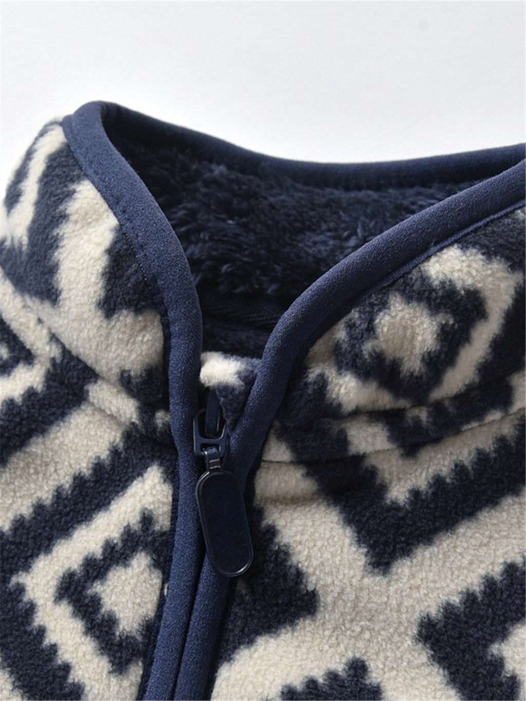 New Boys Vintage Plaid Printed Casual Thickened Warm Stand Collar Zipper Jacket