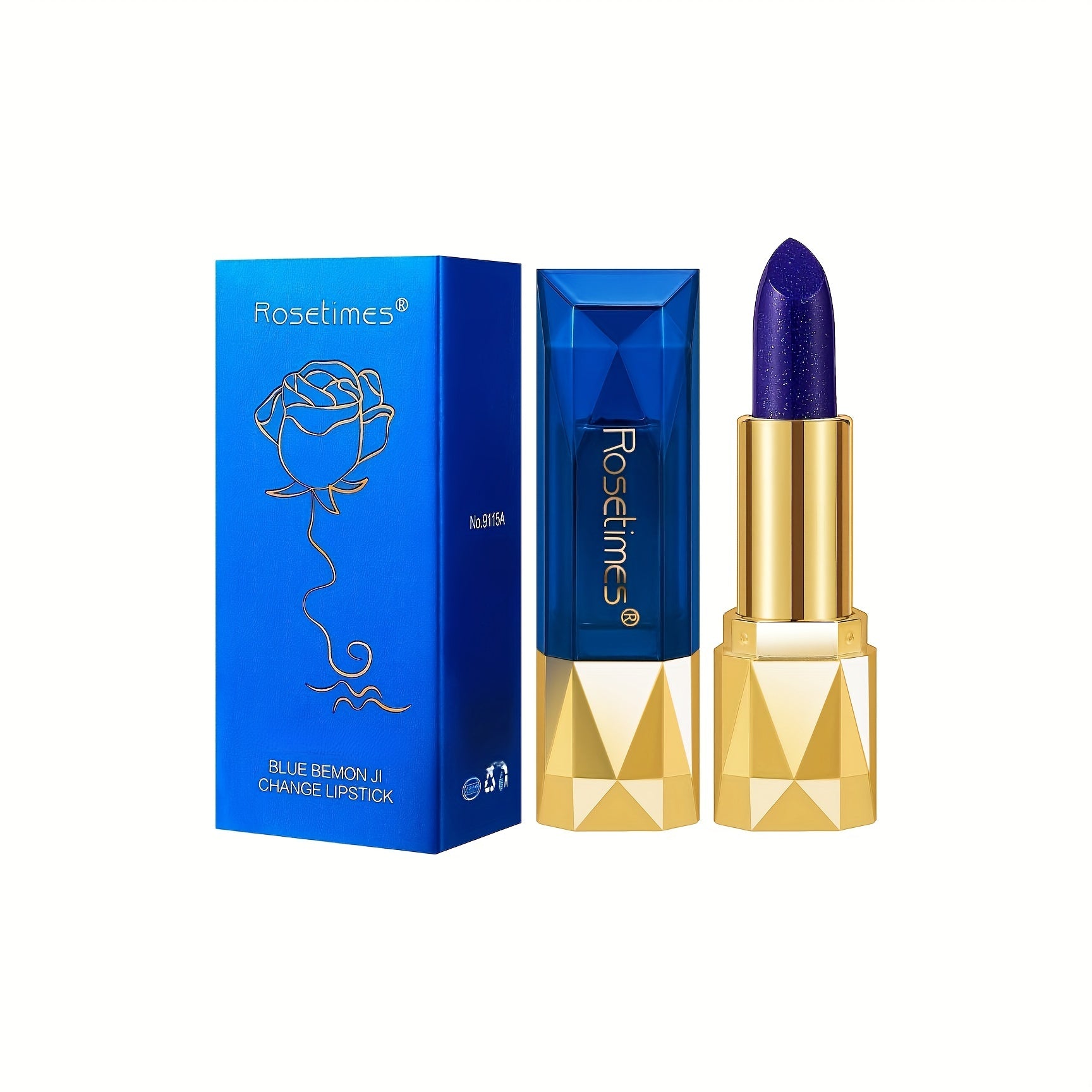 Rose Blue Body Temperature Color Changing Lipstick Non Fade Non-stick Cup Long Lasting Color Rendering Natural Lip Makeup Valentine's Day Gifts Contain Plant Squalane