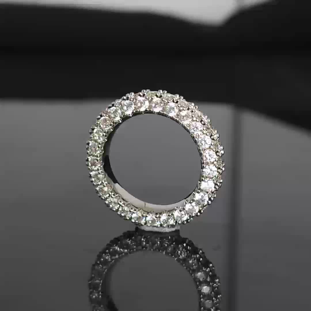 Women's 3 Row Eternity Ring 14K Gold Plated Cubic zirconia Eternity Band Ring Jewelry