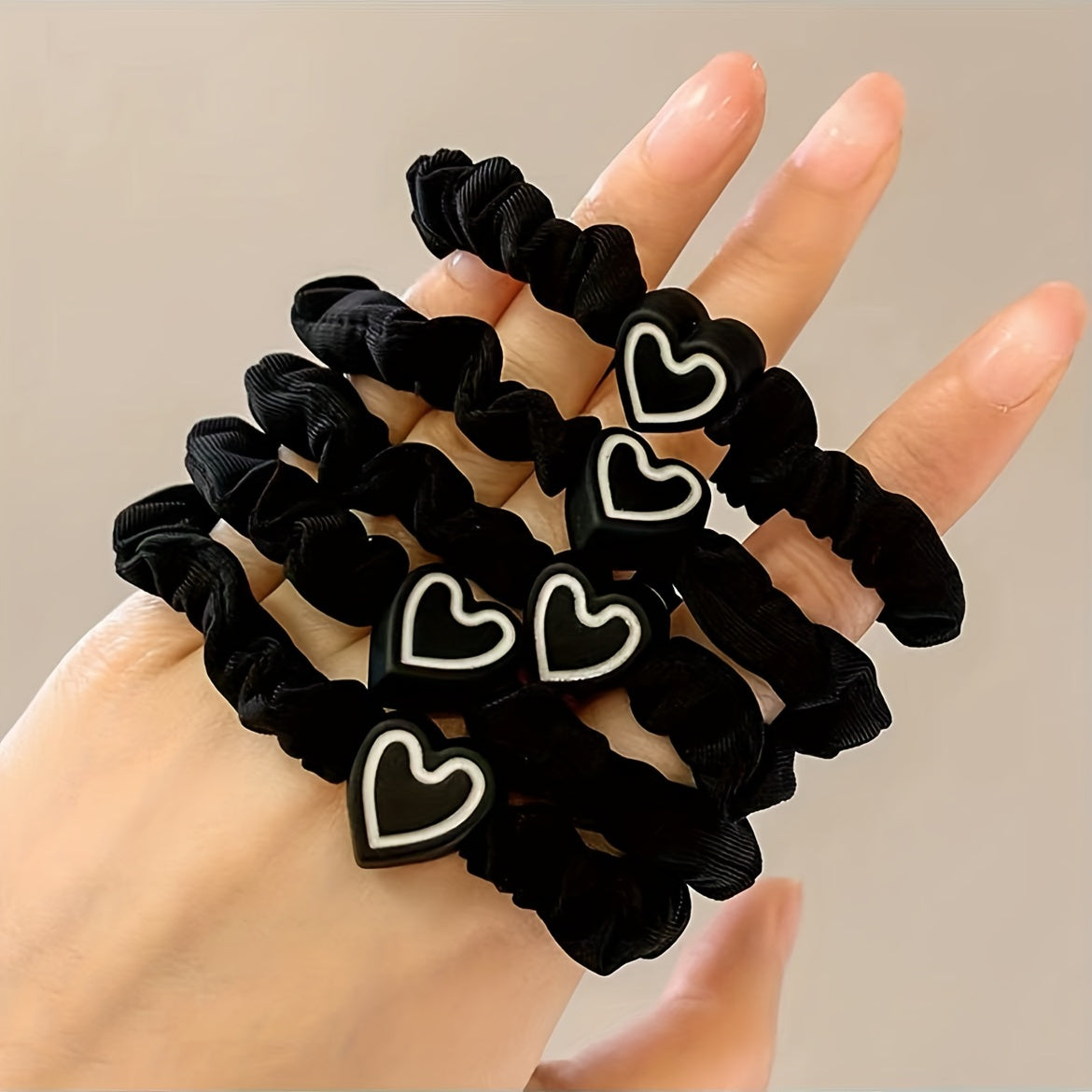 5/10/20pcs New Coffee Color Love Pendent Hair Tie, Girl Cute Bowknot Hair Tie Elastic Rubber Hair Bands Hair Accessories for Women, Ideal choice for Gifts