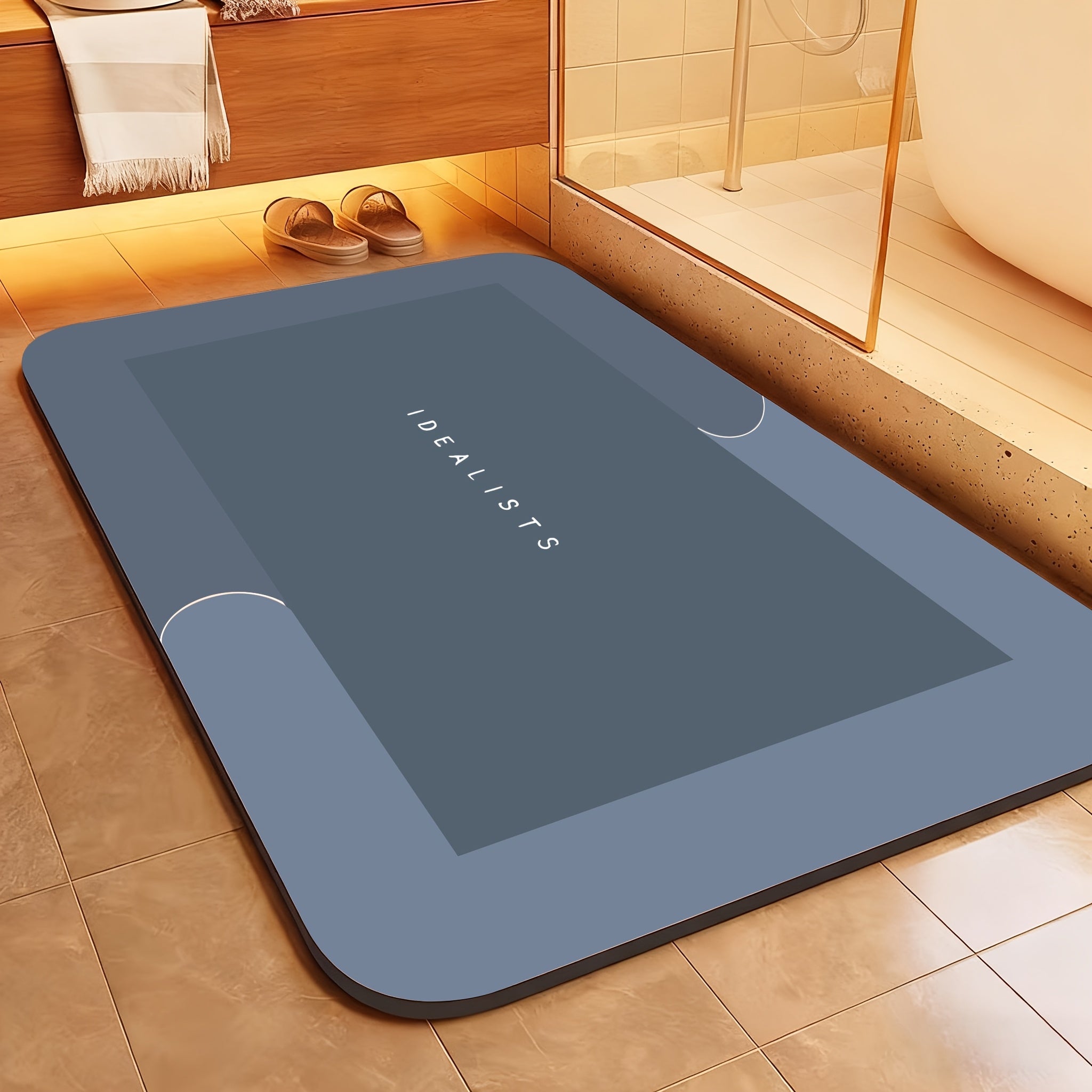 1pc Super Absorbent Bath Mat - Fast And Dry, Non-slip Absorbent Floor Mat, Soft And Comfortable Bath Mat, Suitable for Bathroom, Shower, Laundry Room, Bedroom, Living Room, Doorway Mat, Kitchen Mat,  Printed Design, Machine W