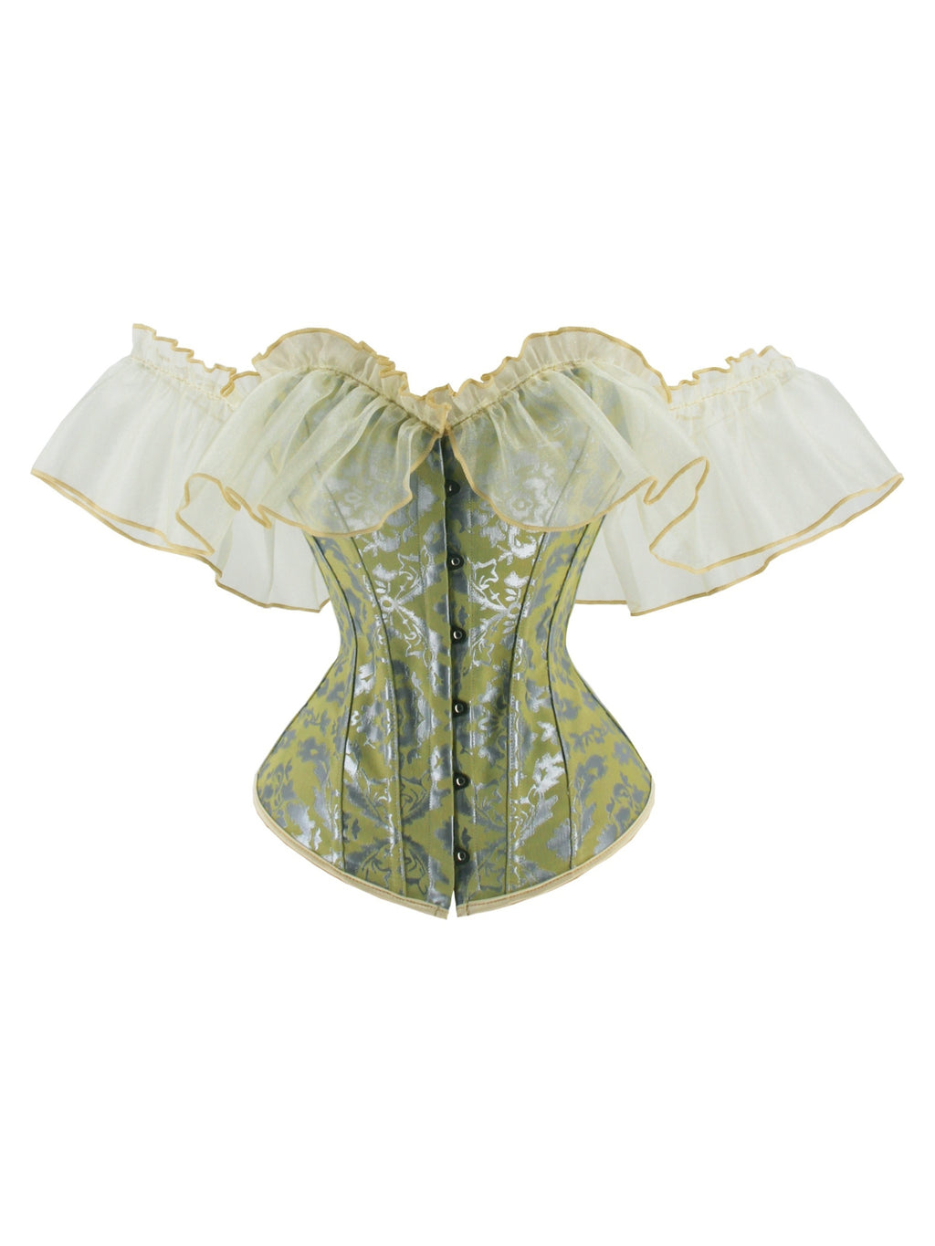 Black Flounce Sleeve Corset Tops, Lace Up Bustier Shapewear Top, Women's Lingerie & Shapewear