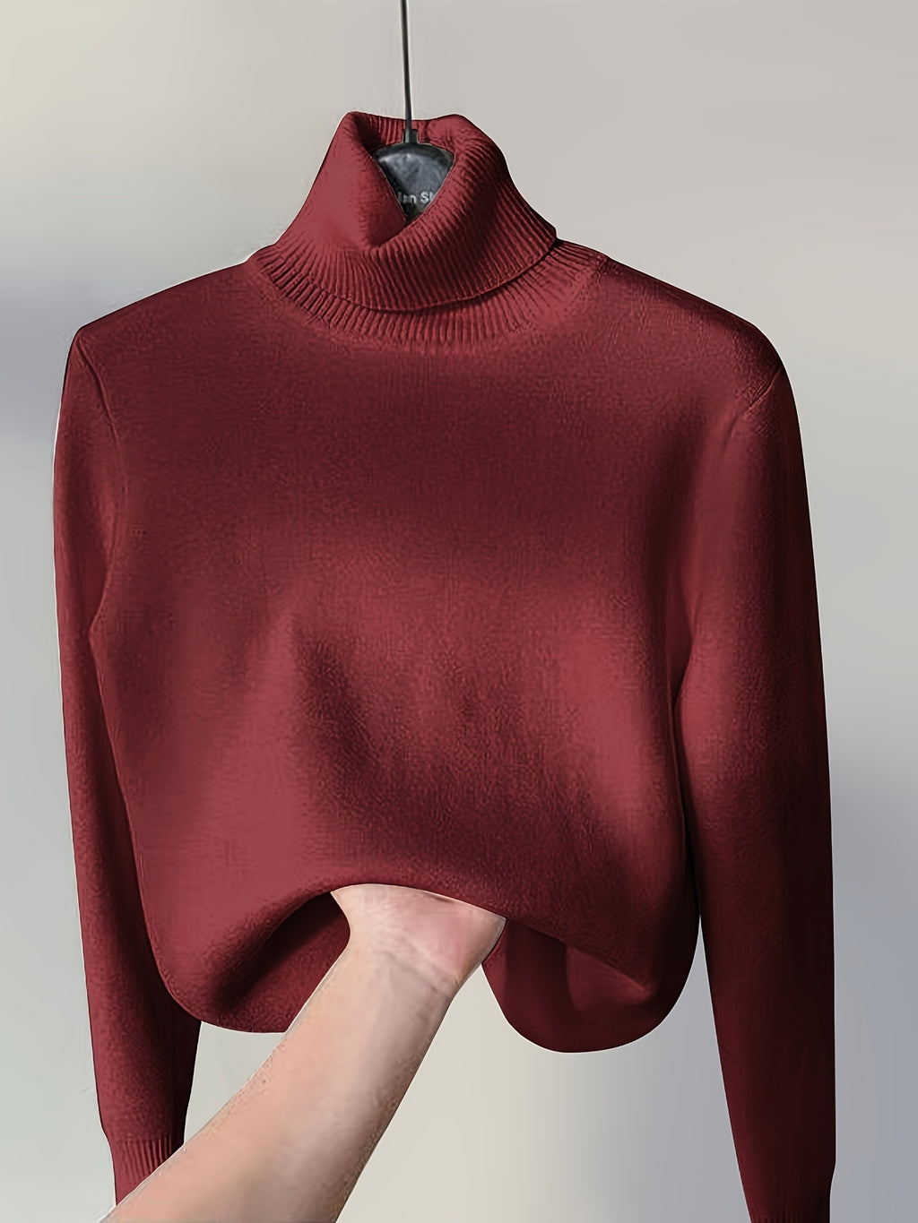 Solid Turtle Neck Pullover Sweater, Casual Long Sleeve Thermal Sweater For Fall & Winter, Women's Clothing
