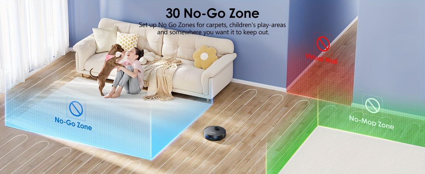 Robot Vacuum And Mop Combo 5000Pa, Lubluelu 15 Robot Vacuum, Auto-Charging, 5 Maps, 30 No-go Zones, WiFi/App/Alexa, 3 In 1 Robot Vacuum Cleaner For Pet Hair Carpet Hard Floor