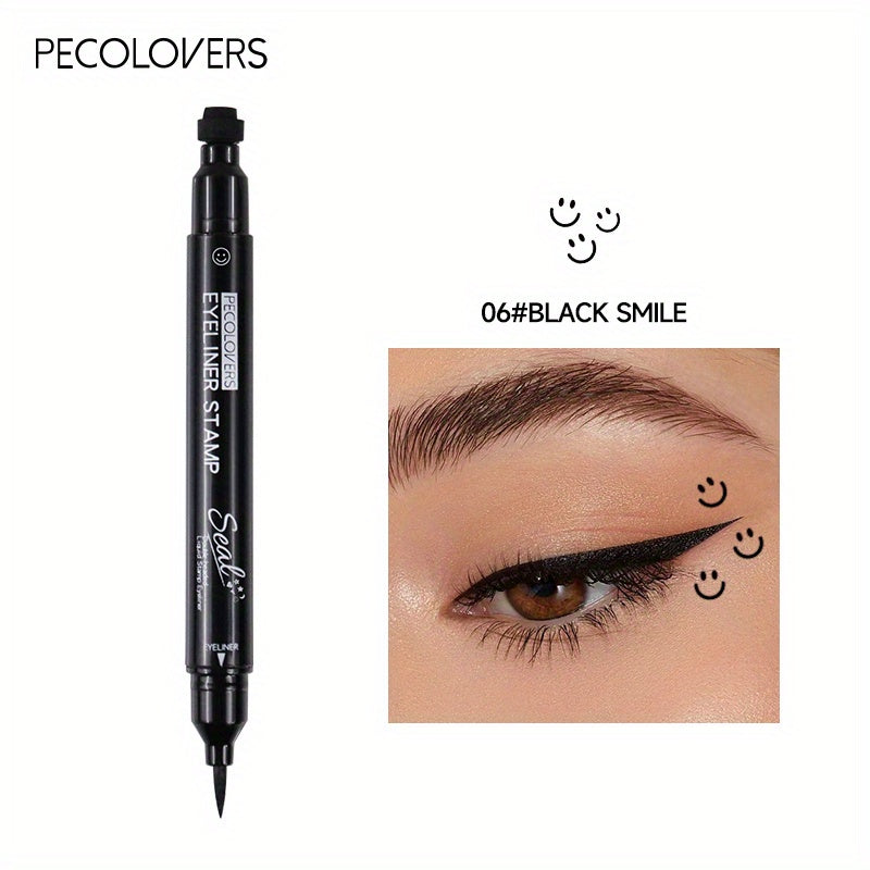 PECOLOVERS Double Head Waterproof Liquid Eyeliner Moon Star Heart Shapes Tattoo Stamp Quick Dry Eye Liner Pencil Makeup Tool, Quickdry Liner, Creative Eyeliner Design, Smooth Application, Highprecision Tip, Makeup Stamp, Dual