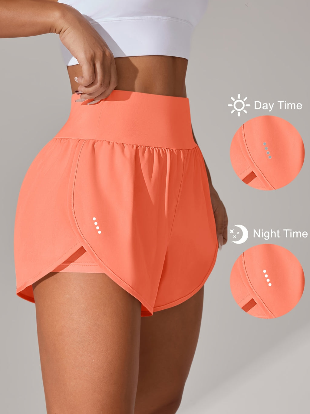 [Yoga Activewear] Women's Light Blue Yoga Shorts - Casual & Loose-Fit, High-Waisted with Ruffle Detail, Stretchy Polyester-Elastane Blend, Machine Washable, Perfect for Spring/Summer/Fall