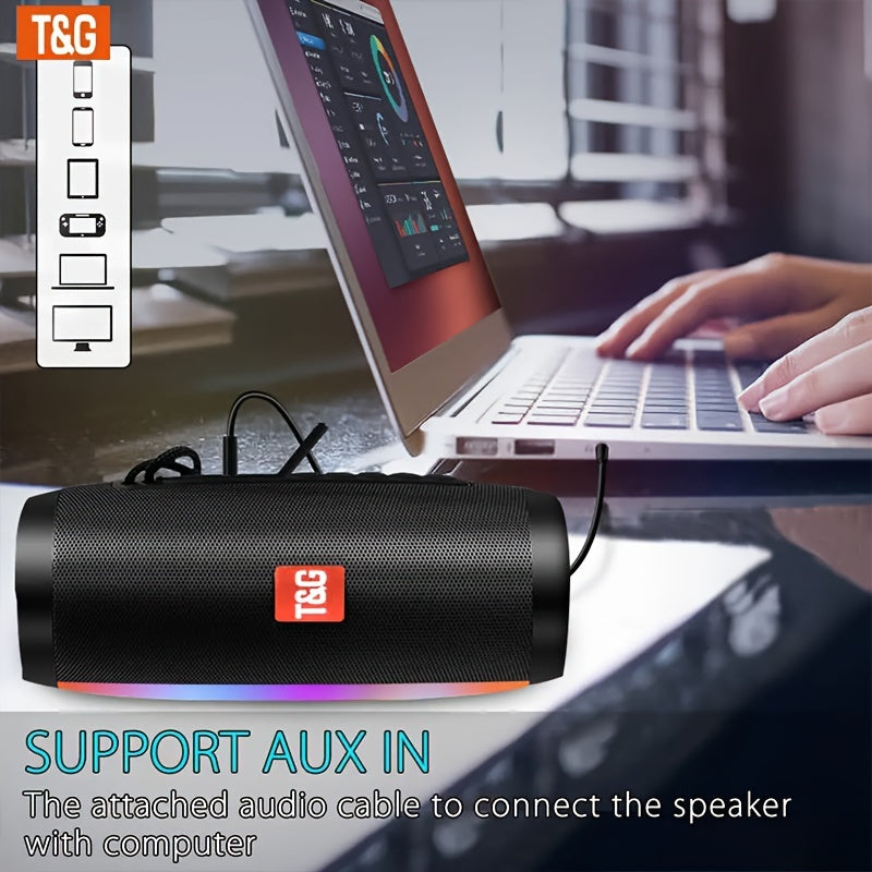 Portable Wireless Speaker With Colorful LED Light, Outdoor 3D Stereo Bass Luminous Speaker, TWS Stereo Subwoofer Rod Hands-Free Call/FM/TF Card/U Disk, Connect Mobile Phone/Tablet/TV, wireless Portable Audio, Electronics/Cons