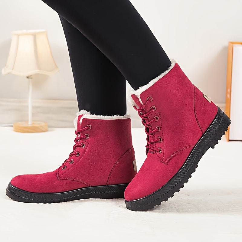 Women'S Winter Snow Boots - Slip-Resistant PU Sole, Lace-Up Closure, Cushioned Insole - Cold Weather Boots for Everyday & Formal Outfits - Extended Sizes up to US Women'S 44 (EU 43) - Black Boots for Winter Adventures, Snowy