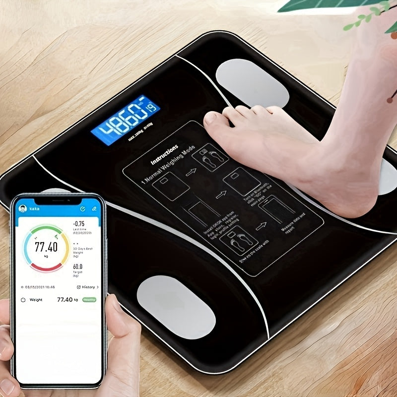 UAEIUI Smart Digital Bathroom Scale, Battery-Powered, Wireless, Non-Rechargeable, with Body Fat Monitoring for Home Use, for Women, Men