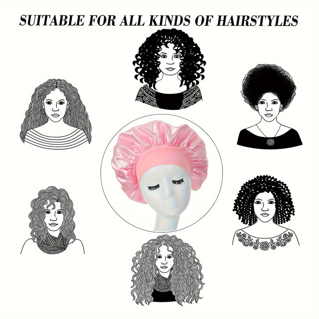 Awegeo Women'S Pink Satin Bonnet - Soft, Comfortable Sleep Cap with Ruffled Design, Oil-Free Polyester, Perfect for Hair Protection and Styling, Hair Protection Cap | Ruffled Bonnet | Oilfree Material