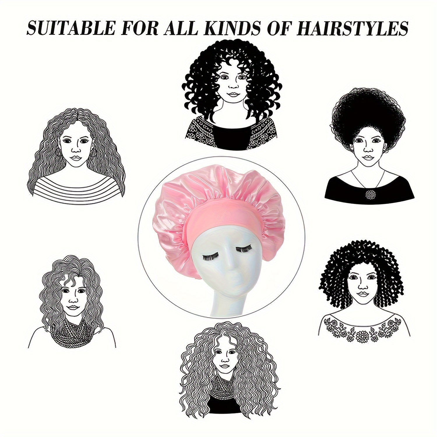 Awegeo Women'S Pink Satin Bonnet - Soft, Comfortable Sleep Cap with Ruffled Design, Oil-Free Polyester, Perfect for Hair Protection and Styling, Hair Protection Cap | Ruffled Bonnet | Oilfree Material