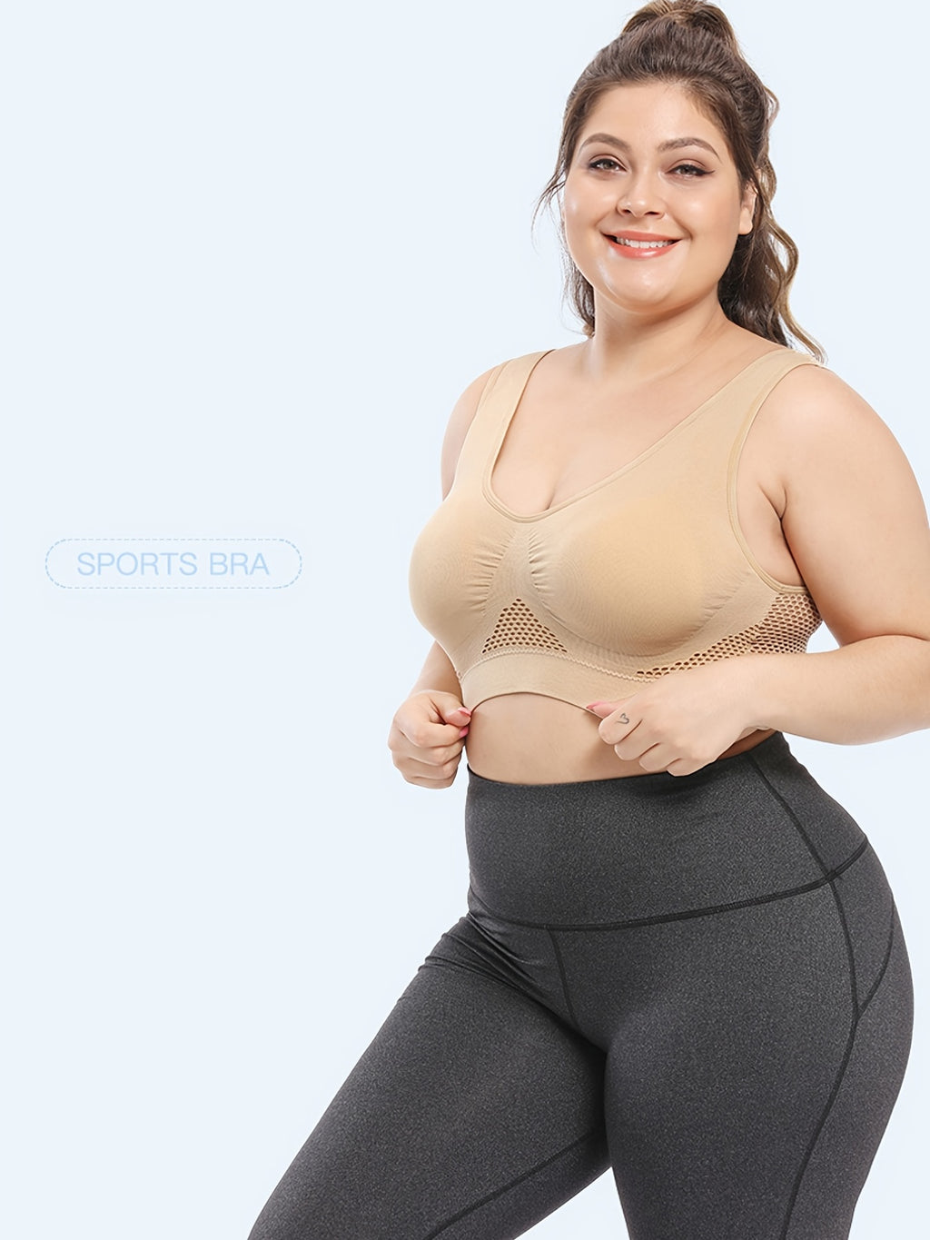 [Gentle Care] Plus Size Seamless Sports Bra for Women - Purple, Breathable Mesh Fabric, Push-Up with Removable Pads, Comfort Fit Vest Style, Sizes 36XL to 40XL, Plus Size Bra