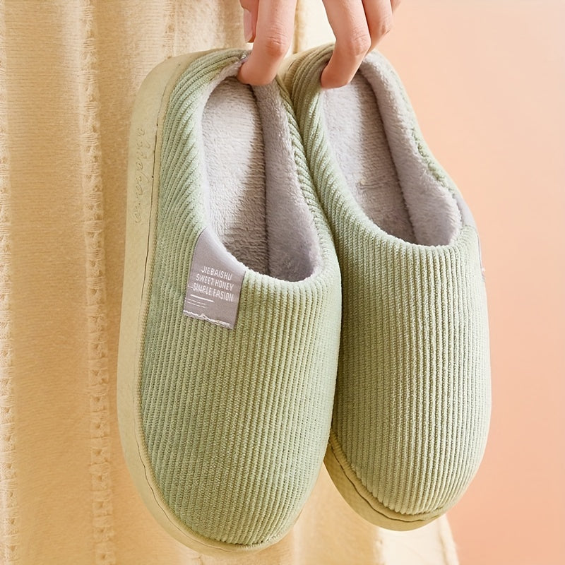 Women's Plush Lined Slippers, Warm Winter Indoor Bedroom Fuzzy Shoes, Home Mute Slippers